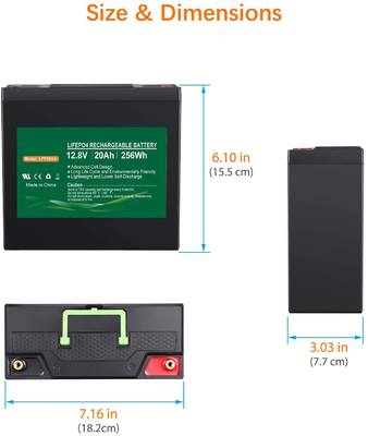 NCM 12v 20AH 리FePO4 배터리 팩 12.8V 리튬 이온 딥 사이클 배터리 솔라