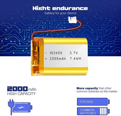 103450 3.7V 리튬 이온 중합체 건전지 57g 재충전용 리 이온 건전지 2000mAh