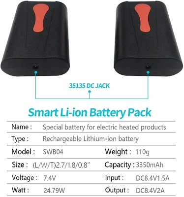 3.7V 리튬 배터리 전원 히터 7.7kg 7.4V 가열 재킷 배터리