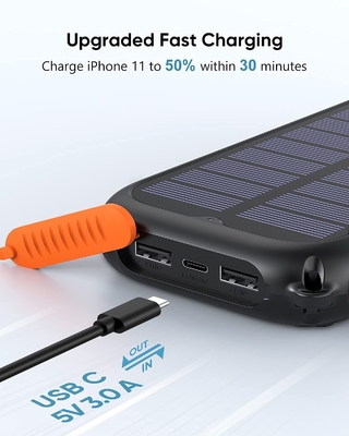 실제 휴대용 핸드 크랭크 태양 광 발전 은행 스테이션 26800mAh NCM