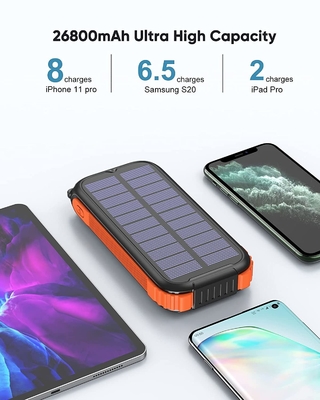 실제 휴대용 핸드 크랭크 태양 광 발전 은행 스테이션 26800mAh NCM