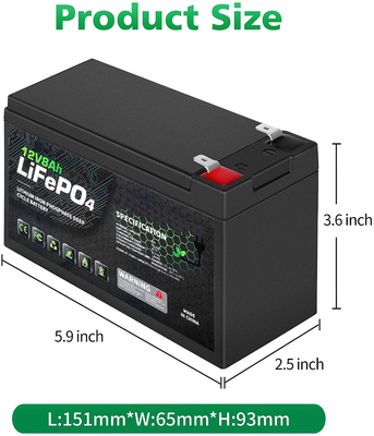 경량 12V 8Ah 리FePO4 건전지/깊은 주기 재충전 전지 MSDS