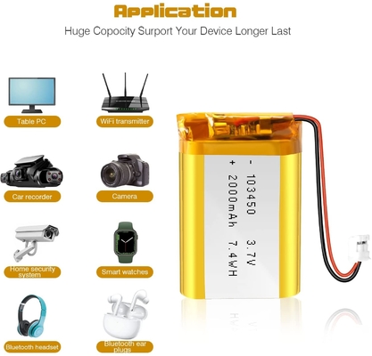 NCM 재충전용 리 이온 건전지 3.7v 2000mah/리튬 이온 건전지 연결관 JST