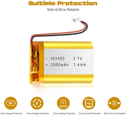 NCM 재충전용 리 이온 건전지 3.7v 2000mah/리튬 이온 건전지 연결관 JST